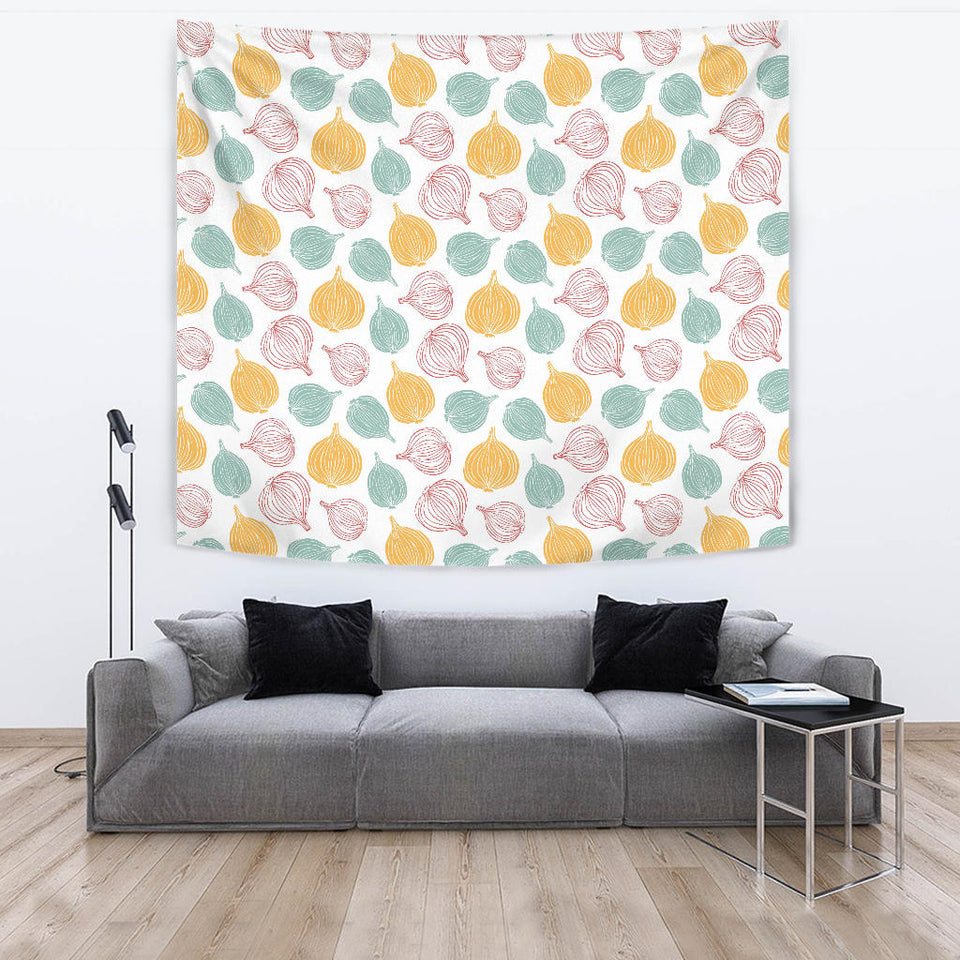 Colorful Onions White Background Wall Tapestry