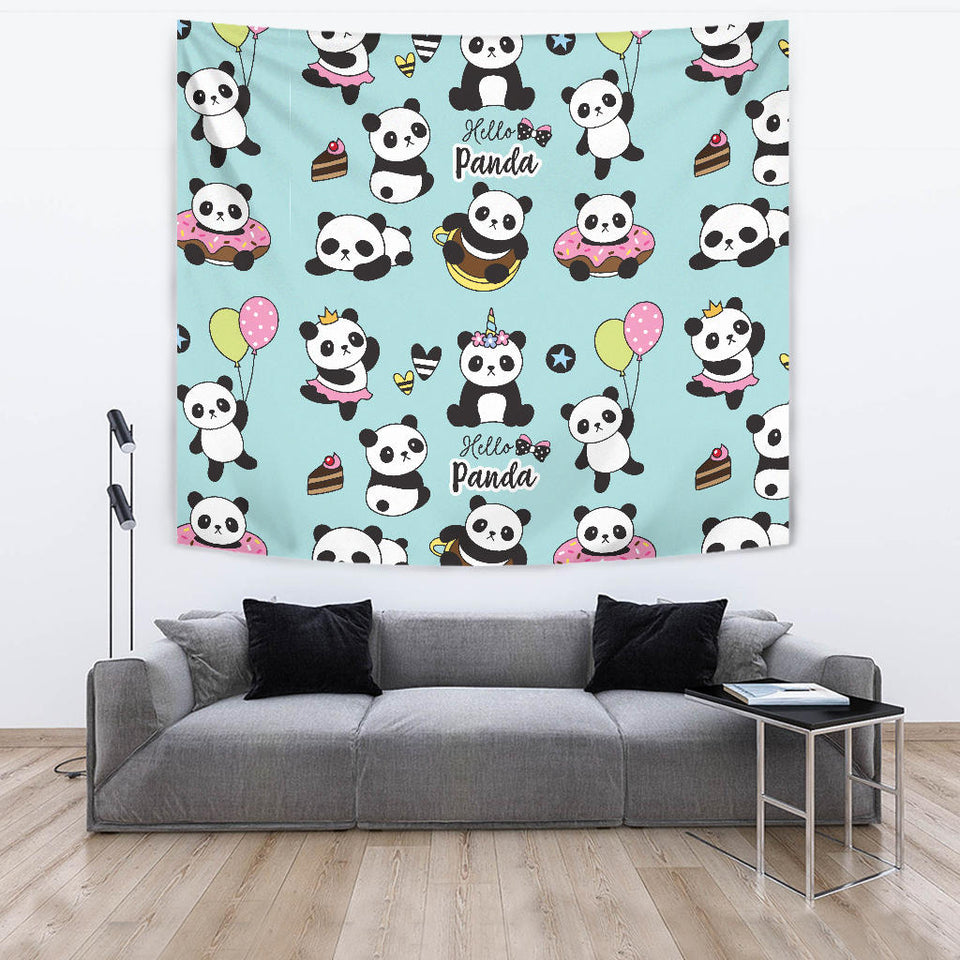 Cute Baby Panda Pattern Wall Tapestry