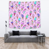 Cute Ice Cream Cone Animal Pattern Wall Tapestry