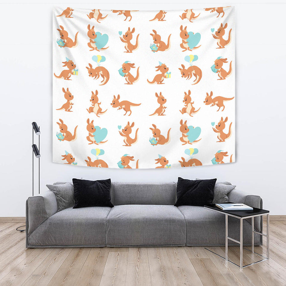 Cute Kangaroo Pattern Wall Tapestry