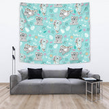 Cute Koalas Blue Background Pattern Wall Tapestry