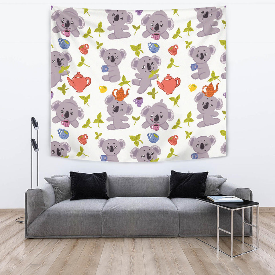 Cute Koalas Teapots Tea Wall Tapestry