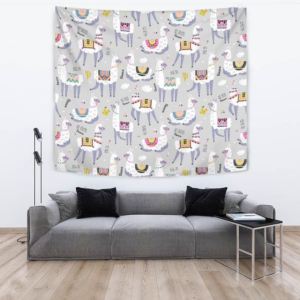 Cute Llama Alpaca Pattern Wall Tapestry