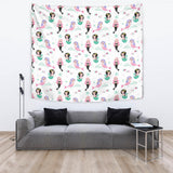 Cute Mermaid Dolphin Fish Starfish Pattern Wall Tapestry