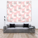 Cute Moon Cloud Star Pattern Pink Dot Background Wall Tapestry