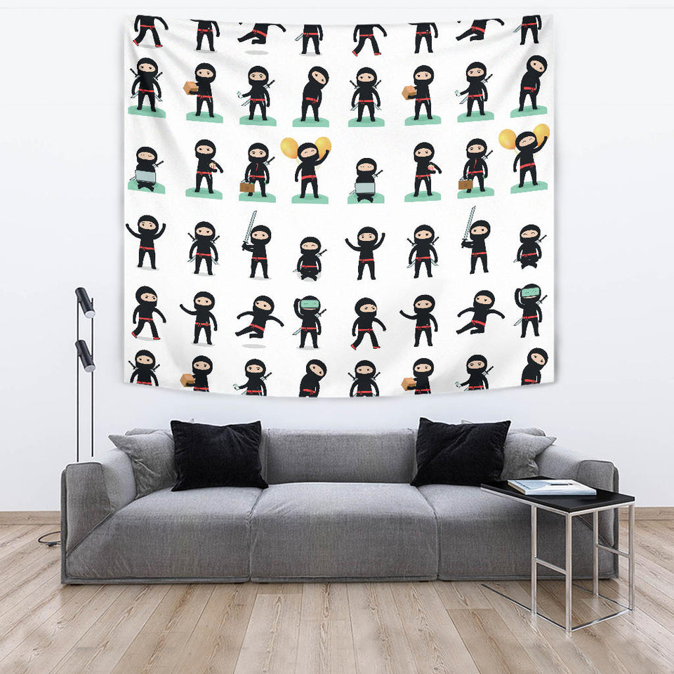 Cute Ninja Katana Sword Pattern Wall Tapestry