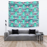 Cute Octopuses Heart Striped Background Wall Tapestry