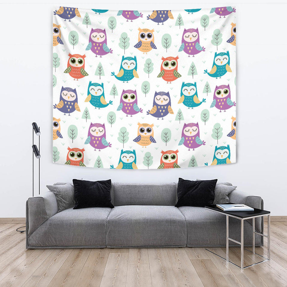 Cute Owl Pattern Wall Tapestry