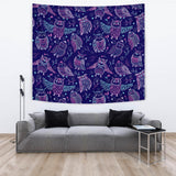 Cute Owls Pattern Boho Style Ornament Wall Tapestry