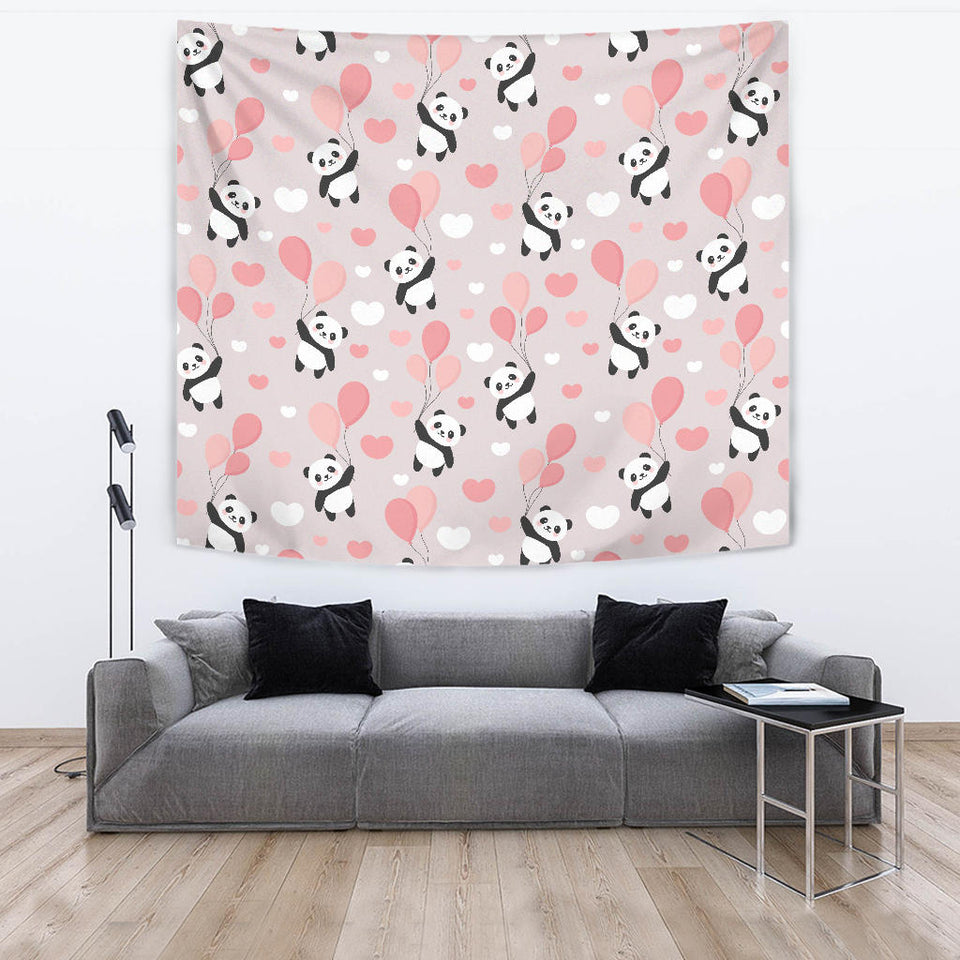 Cute Panda Ballon Heart Pattern Wall Tapestry