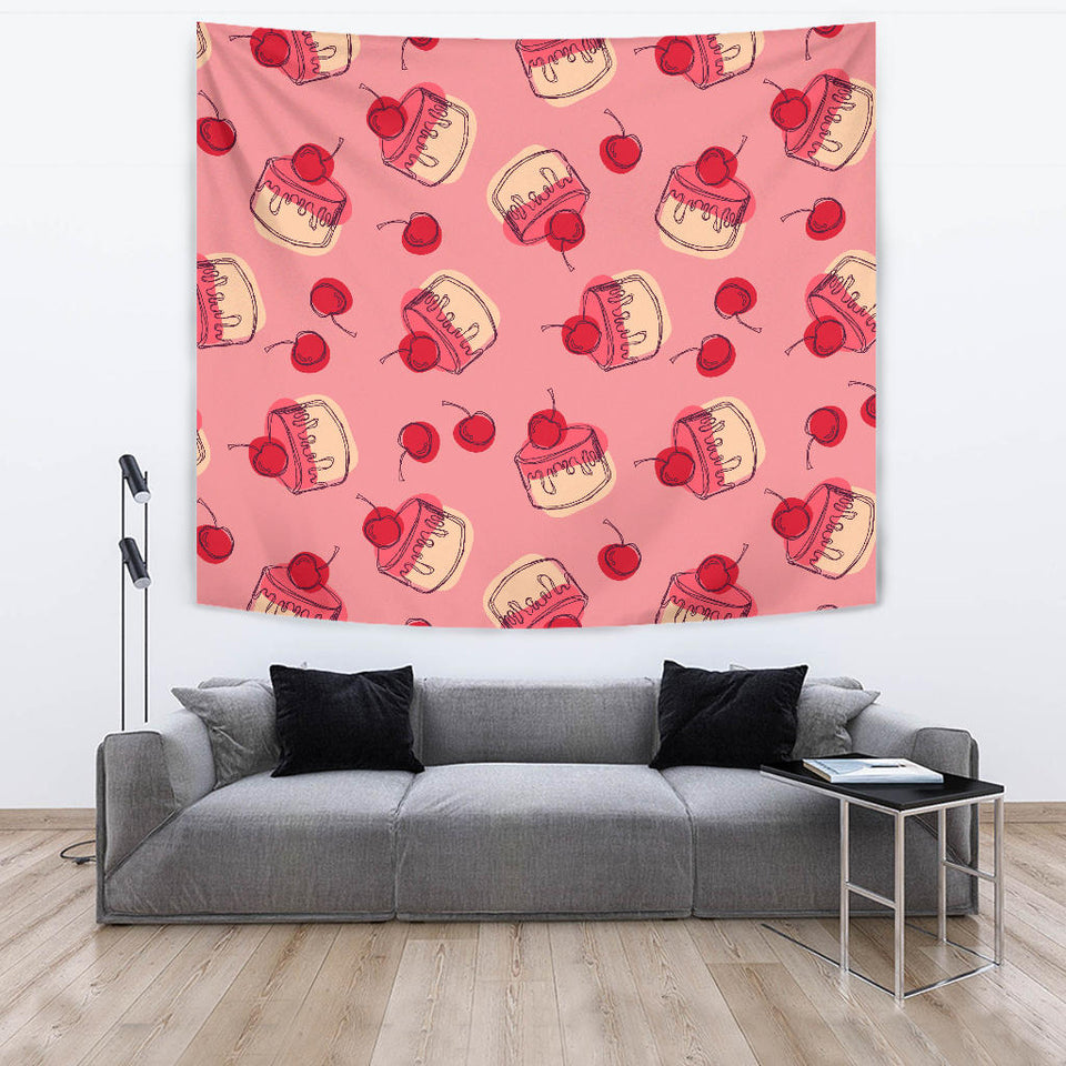 Cake Cherry Pattern Wall Tapestry