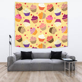 Cake Cupcake Heart Cherry Pattern Wall Tapestry