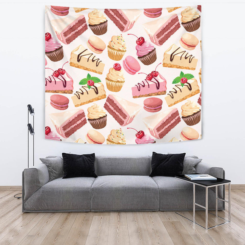 Cake Cupcake Sweets Pattern Wall Tapestry