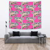 Chameleon Lizard Pattern Pink Background Wall Tapestry