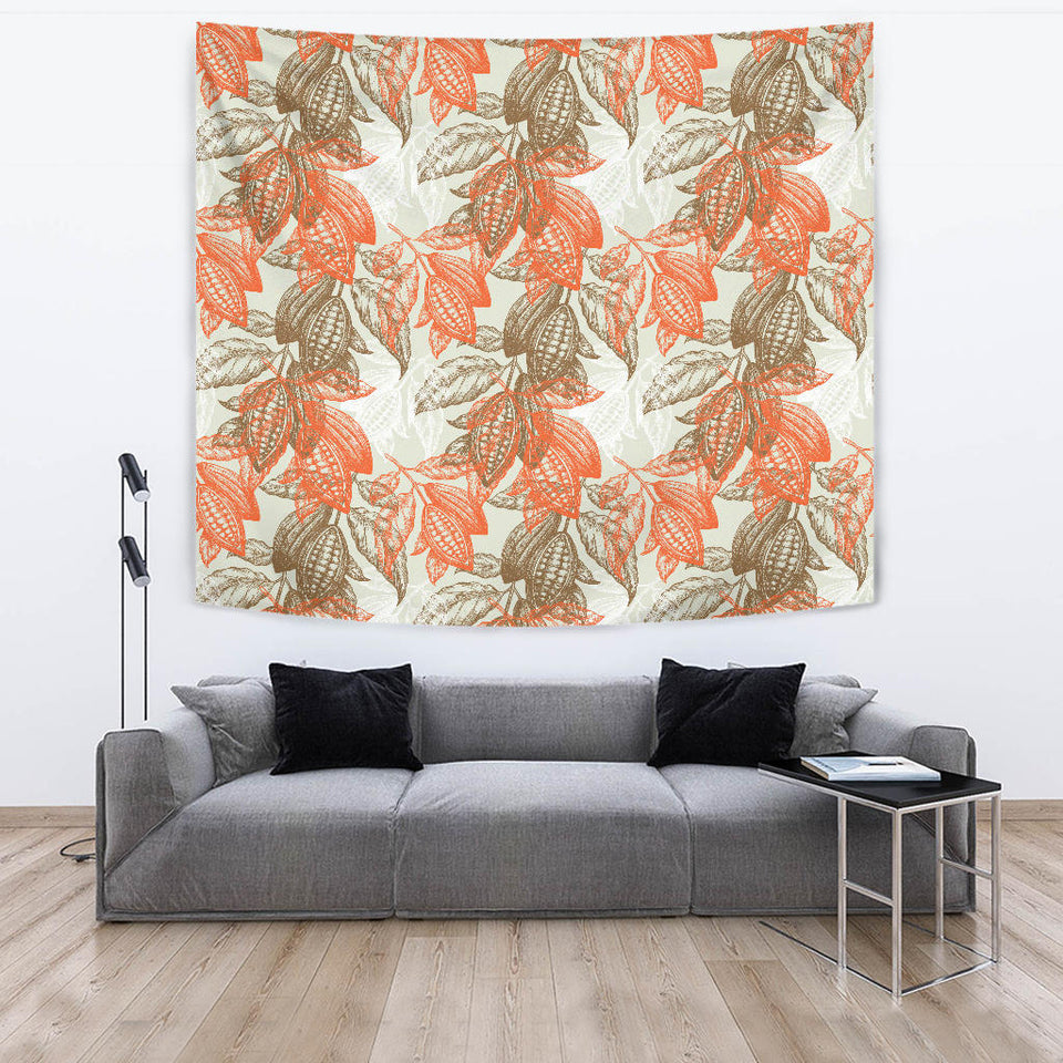 Cocoa Beans Cocoa Tree Pattern Wall Tapestry