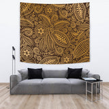 Cocoa Beans Tribal Polynesian Pattern Background Wall Tapestry
