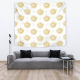 Gold Ornamental Lotue Waterlily Symbol Pattern Wall Tapestry