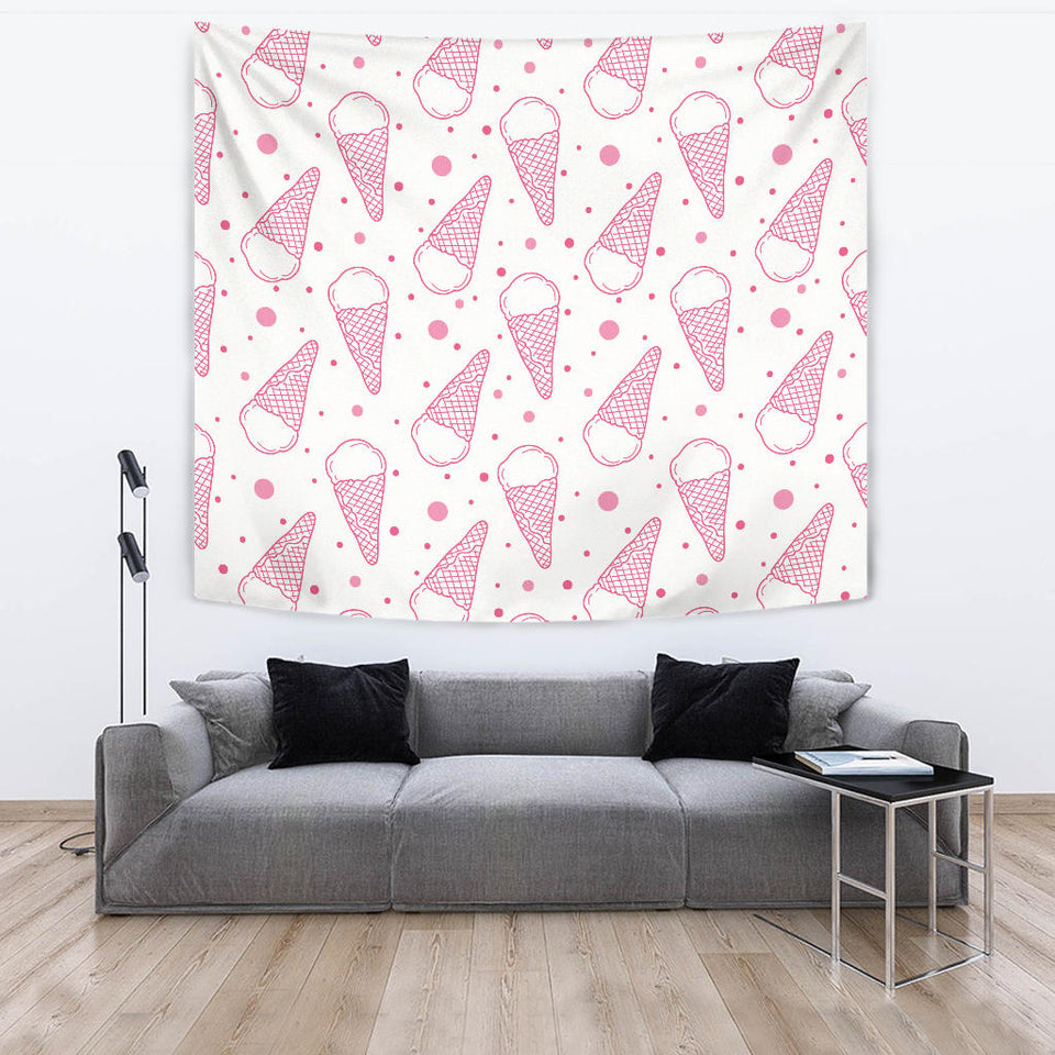 Hand Drawn Ice Cream Pattern Wall Tapestry