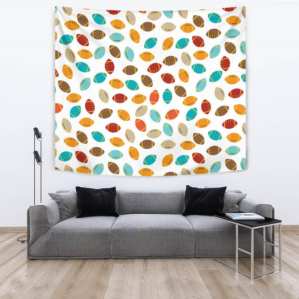 Colorful American Football Ball Pattern Wall Tapestry