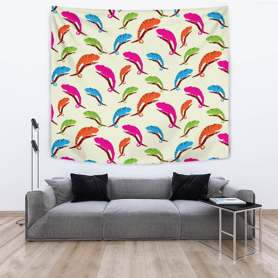 Colorful Chameleon Lizard Pattern Wall Tapestry