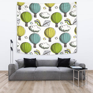 Hot Air Balloon Bird Cloud Pattern Wall Tapestry