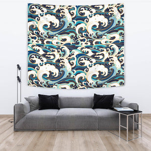 Japanese Wave Pattern Wall Tapestry