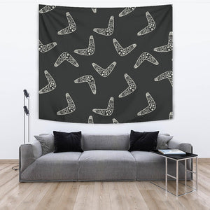 Hand Drawn Boomerang Australian Aboriginal Ornament Wall Tapestry