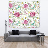 Hand Drawn Butterfly Rose Wall Tapestry