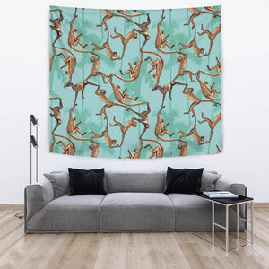 Monkey Palm Tree Background Wall Tapestry