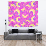 Moon Pink Rose Background Wall Tapestry