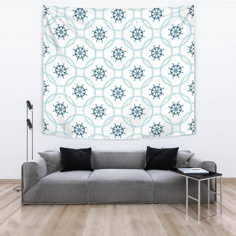 Nautical Steering Wheel Chain Wall Tapestry