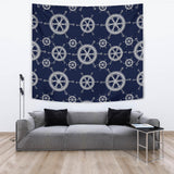 Nautical Steering Wheel Design Pattern Wall Tapestry