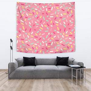 Pink Donut Glaze Candy Pattern Wall Tapestry