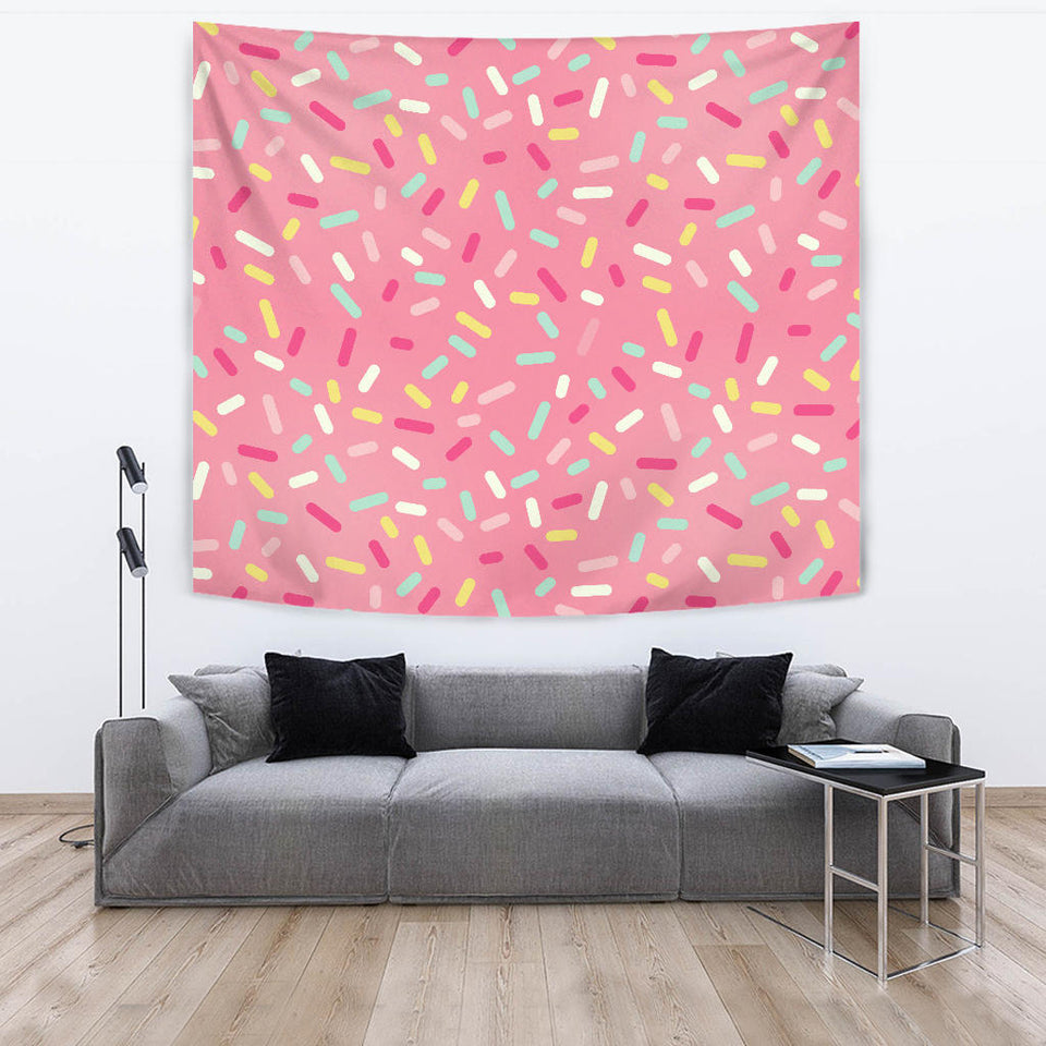 Pink Donut Glaze Candy Pattern Wall Tapestry