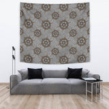 Nautical Wood Steering Wheel Pattern Wall Tapestry