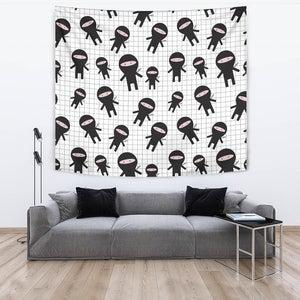 Ninja Pattern Plaid Background Wall Tapestry