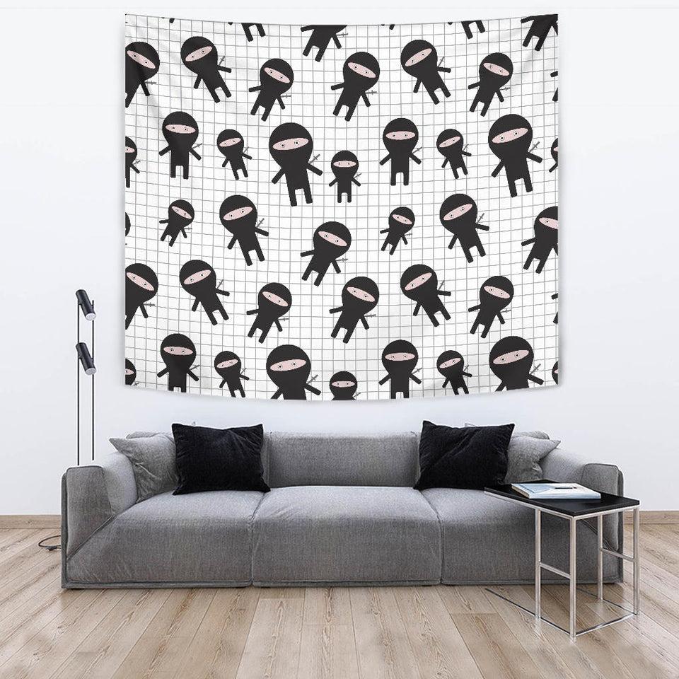 Ninja Pattern Plaid Background Wall Tapestry