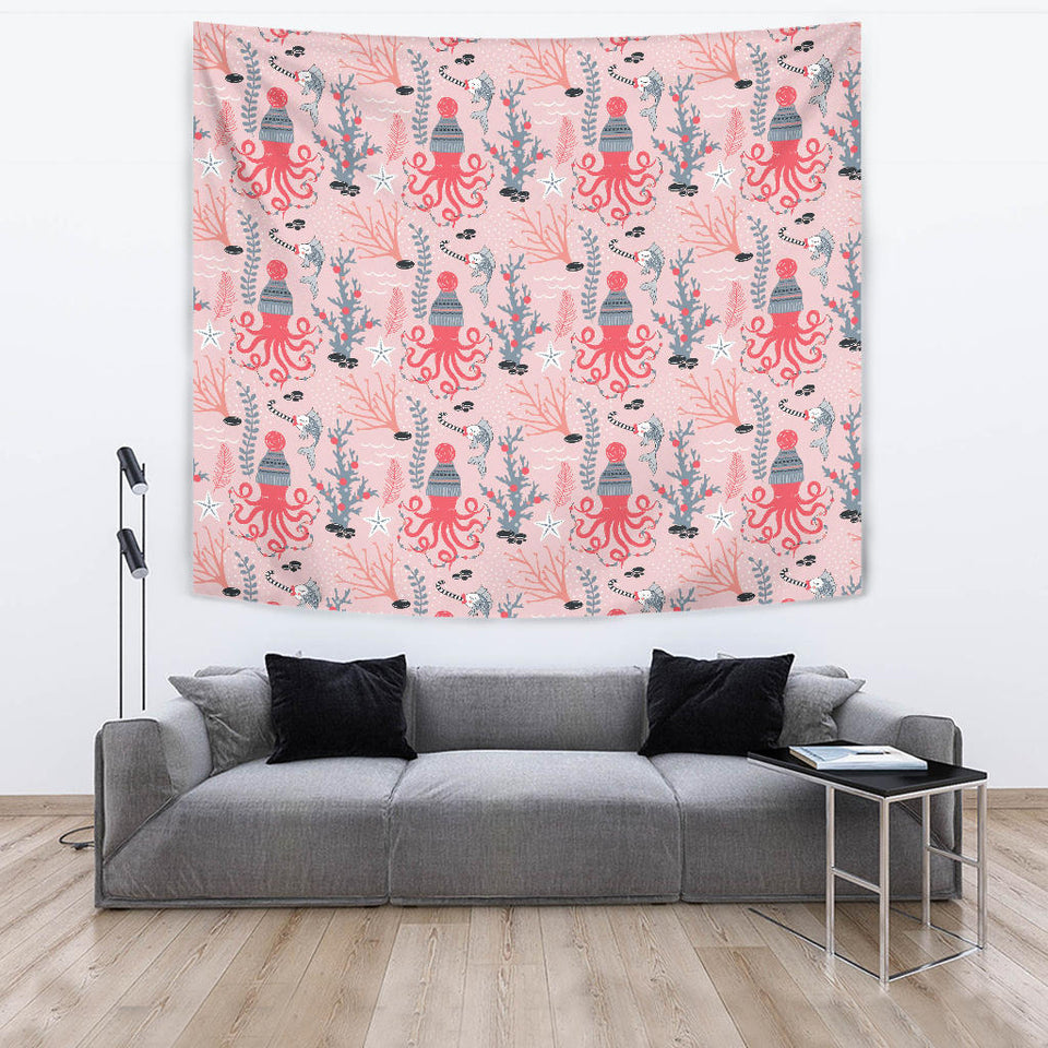 Octopus Winter Hat Garland Fish Candy Seaweed Coral Starfish Wall Tapestry