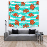 Octopuses Sea Wave Background Wall Tapestry