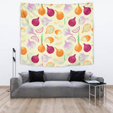 Onion Garlic White Red Pattern Wall Tapestry