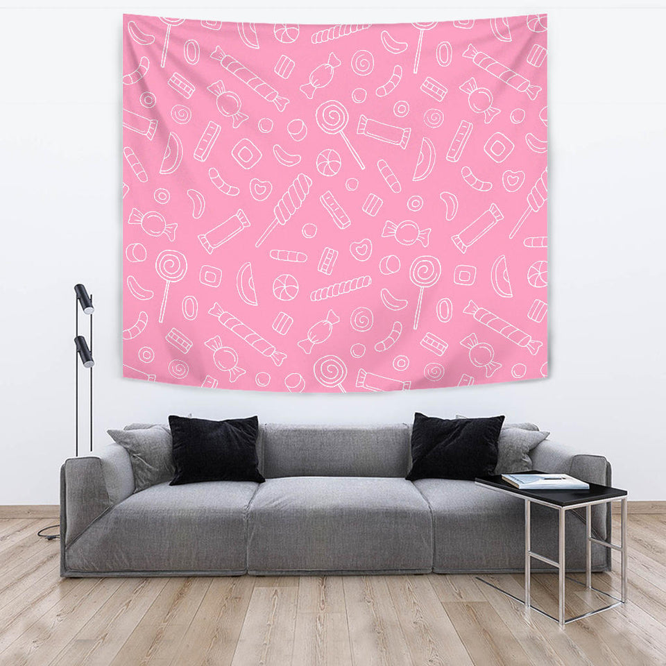 Sweet Candy Pink Background Wall Tapestry