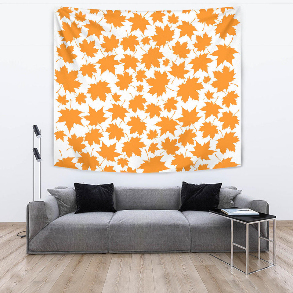 Orange Maple Leaf Pattern Wall Tapestry