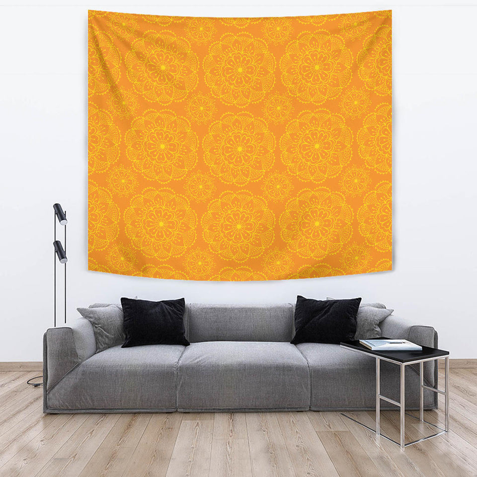 Orange Traditional Indian Element Pattern Wall Tapestry