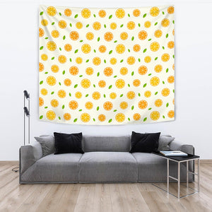 Oranges Leaves Pattern Wall Tapestry