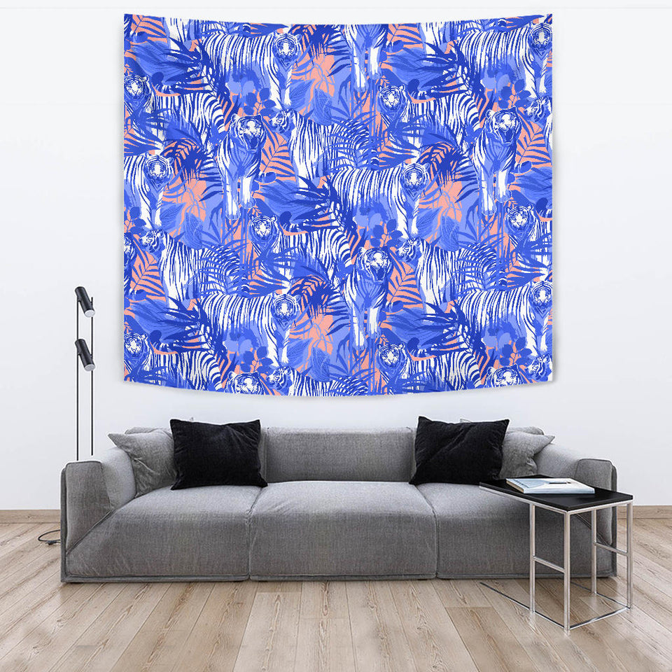 White Bengal Tigers Pattern Wall Tapestry