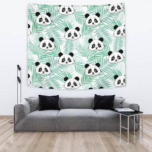 Panda Pattern Tropical Leaves Background Wall Tapestry