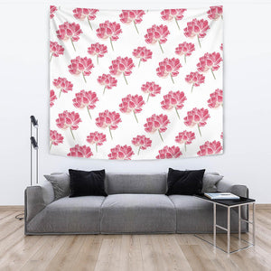 Pink Lotus Waterlily Pattern Wall Tapestry