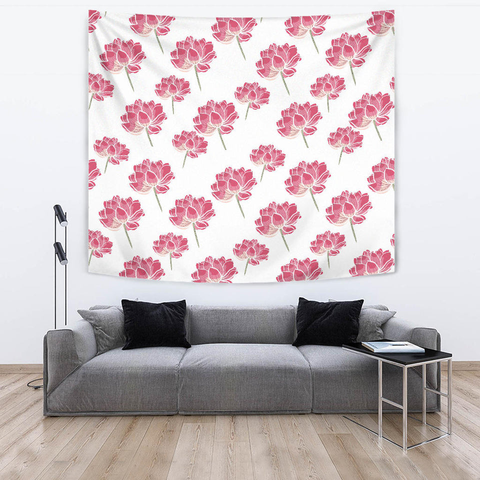 Pink Lotus Waterlily Pattern Wall Tapestry