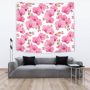 Pink Purple Orchid Pattern Background Wall Tapestry