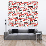 Red Mushroom Dot Pattern Wall Tapestry